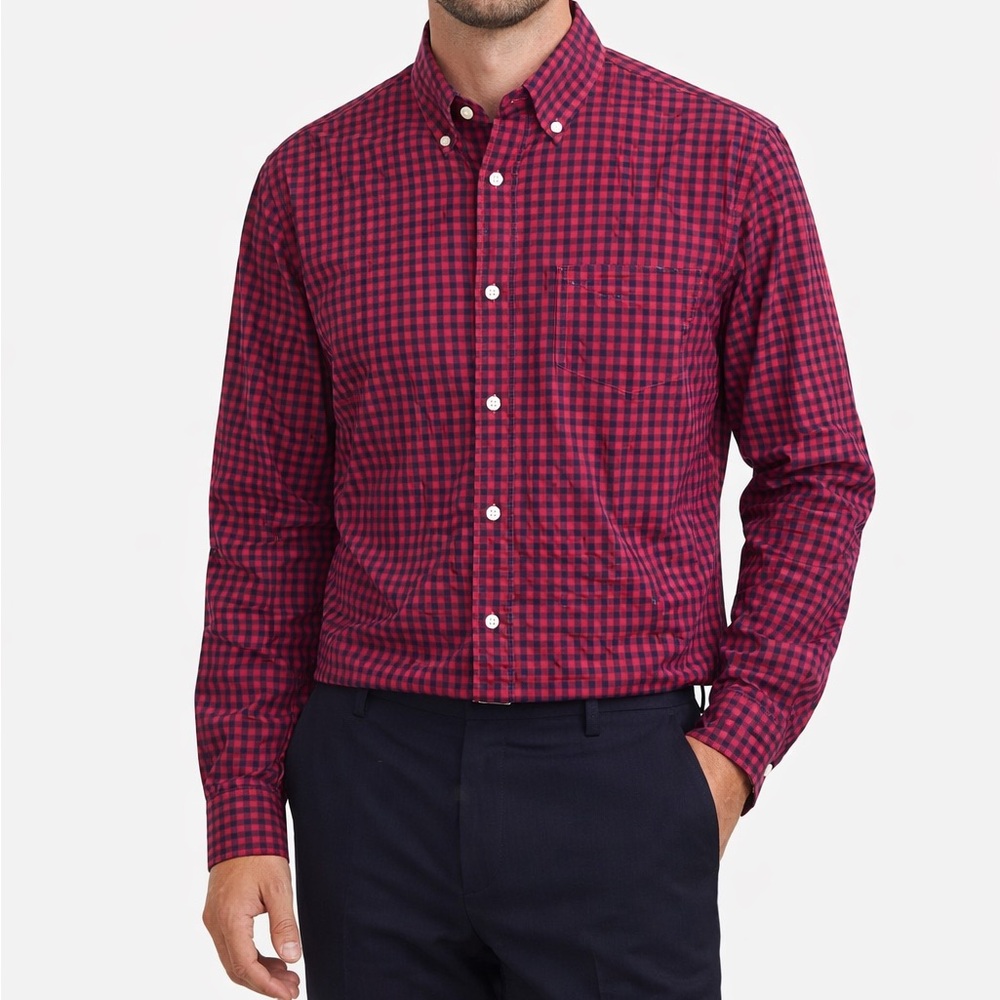 Old Navy Men Plaid slim fit shirt size L Tall